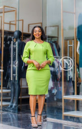 Elegant lime green sheath dress